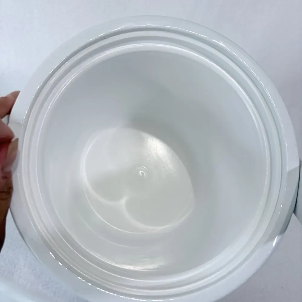 Georges Briard White Vinyl Ice Bucket Cooler Handle 70s Boho MCM Resort Beach